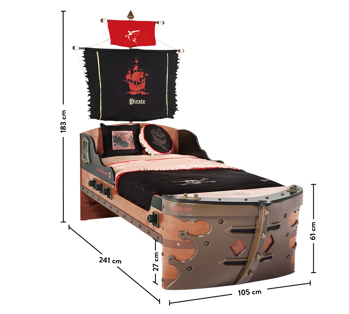 Letto Nave Pirate 90x190cm