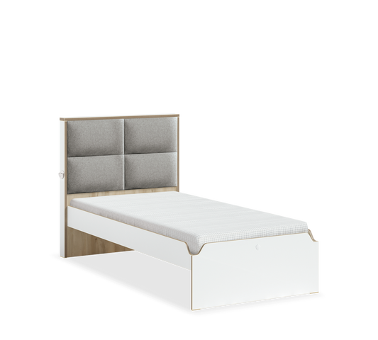 Letto Modera 100x200 cm Con Testiera Lavabile, Design Moderno e Struttura Robusta, Faggio