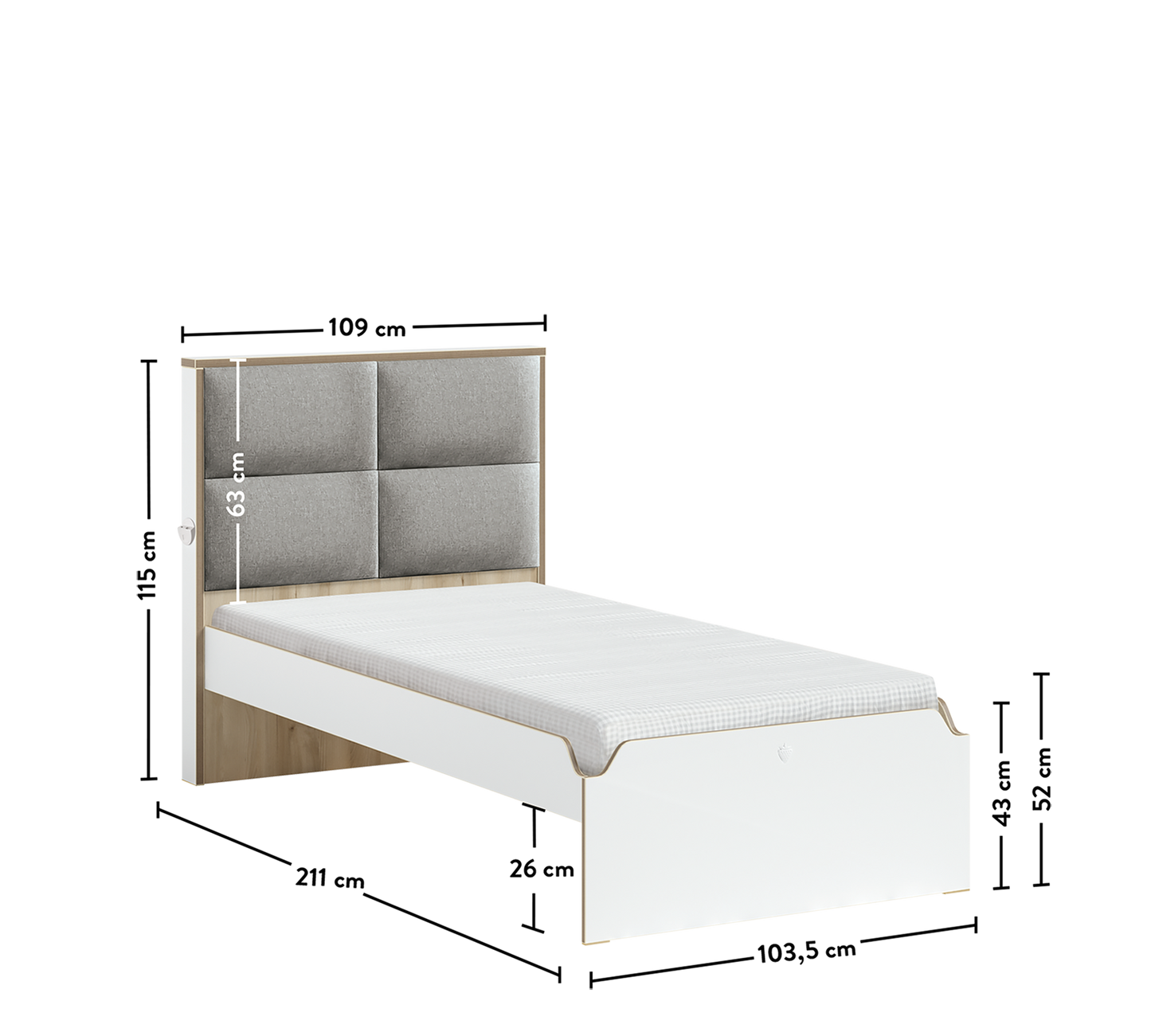 Modera Letto con Testiera (100x200 cm)