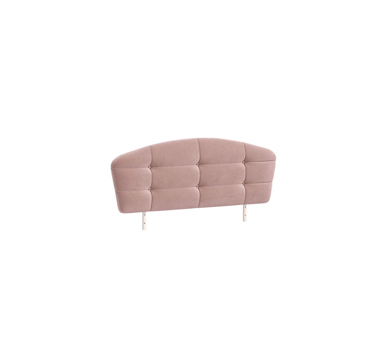 Testiera Imbottita Elegance 125x56 cm In Rosa Pastello Con Bottoni Oro Rosa, Design Trapuntato