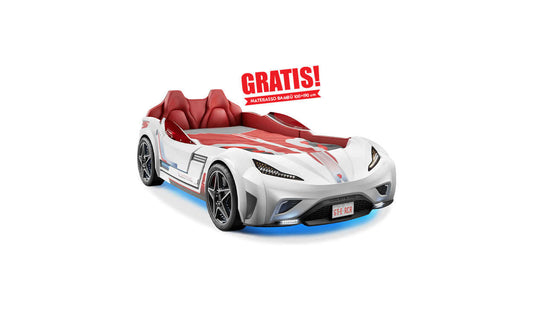 Gt-e Autoletto per bambini - Bianco - (Materasso gratis)