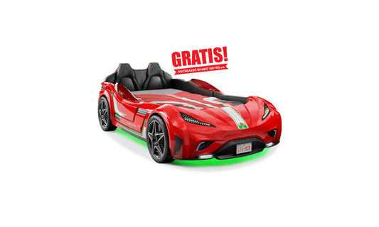 Gt-e Autoletto per bambini - Rosso - (Materasso gratis)