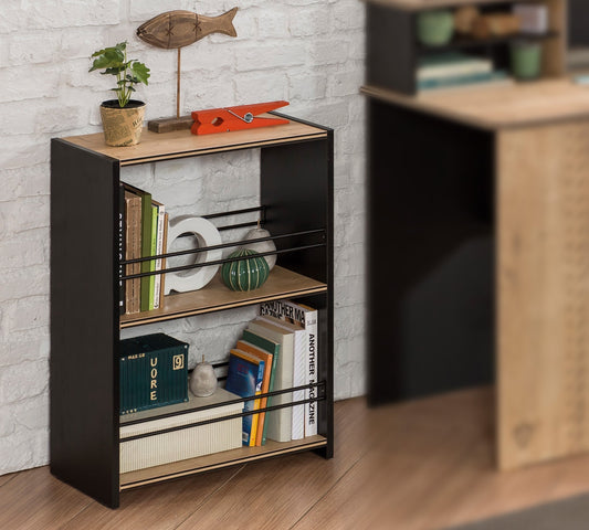 Libreria Piccola Black 52,2x72 cm - Design Minimalista con 2 Ripiani per Libri e Decorazioni